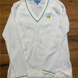 Magnolia White Sweater with Green Accents